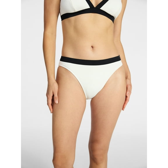 Time and Tru Women's and Women's Plus Size Shore Side Contrast Banded Bikini Bottoms, Sizes XS-3X