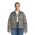 Time and Tru Women's Short Print Puffer Jacket, Sizes XS3X