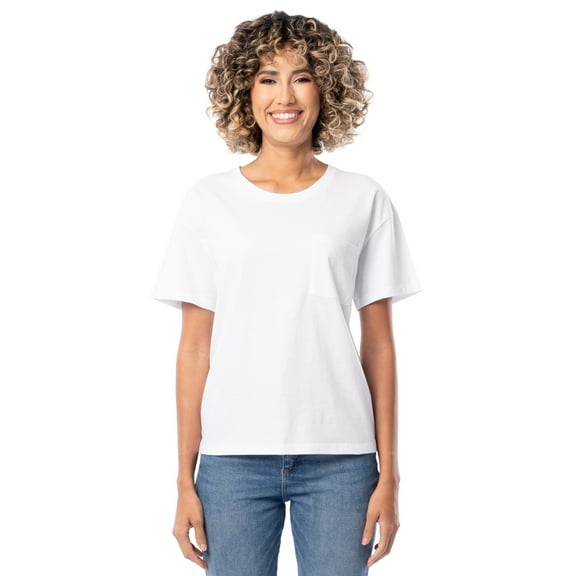 Time and Tru Women's Short Sleeve Boyfriend Pocket T-Shirt, XS-XXXL