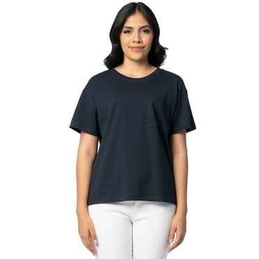 Time and Tru Women's Short Sleeve Boyfriend Pocket T-Shirt, XS-XXXL