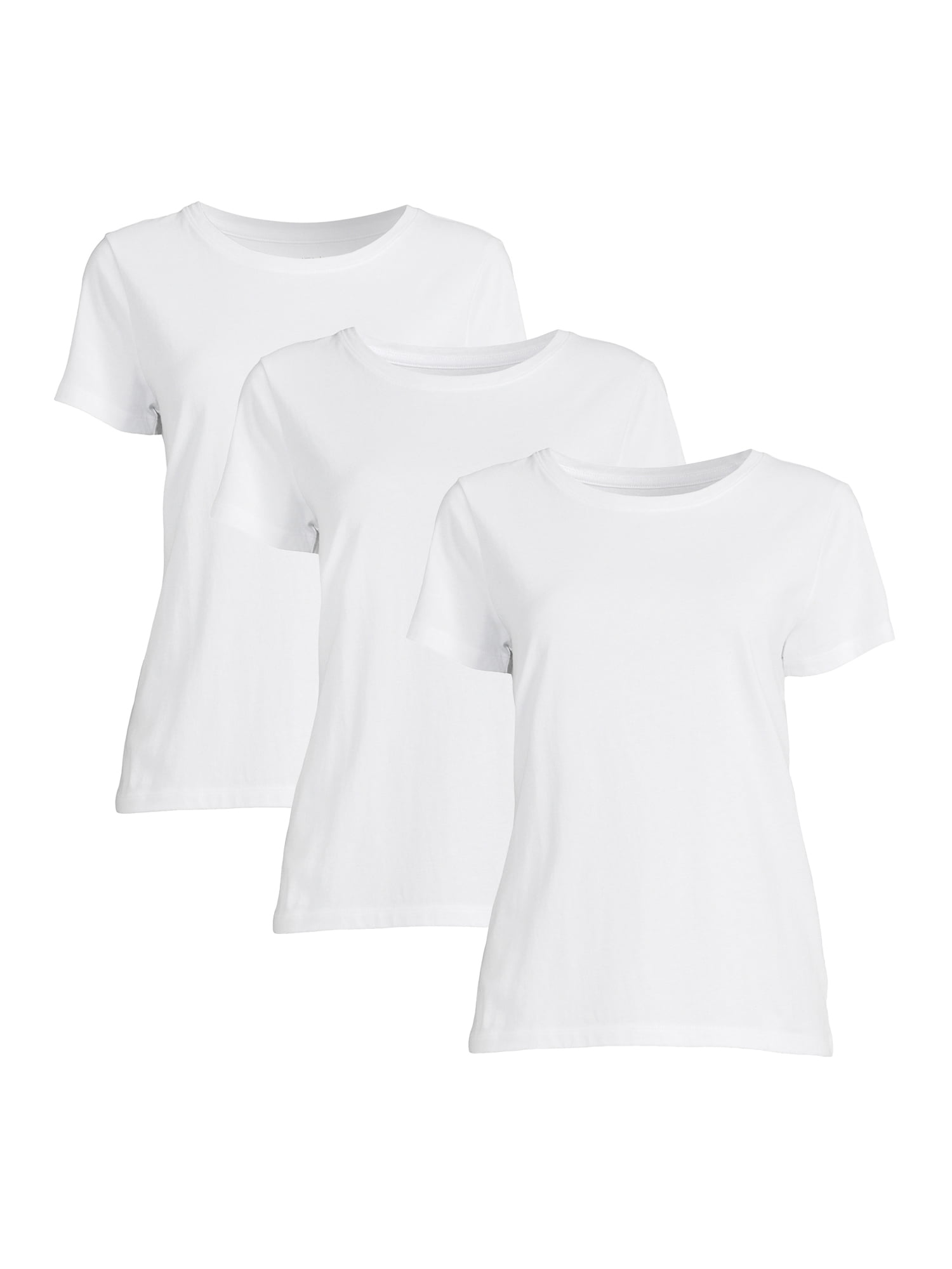 Time and Tru Women's Short Sleeve Crew Neck Tee, 3-Pack, Sizes S-3X ...