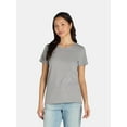thumbnail image 1 of Time and Tru Women's Cotton Crewneck Tee with Short Sleeves, Size XS-XXXL, 1 of 5