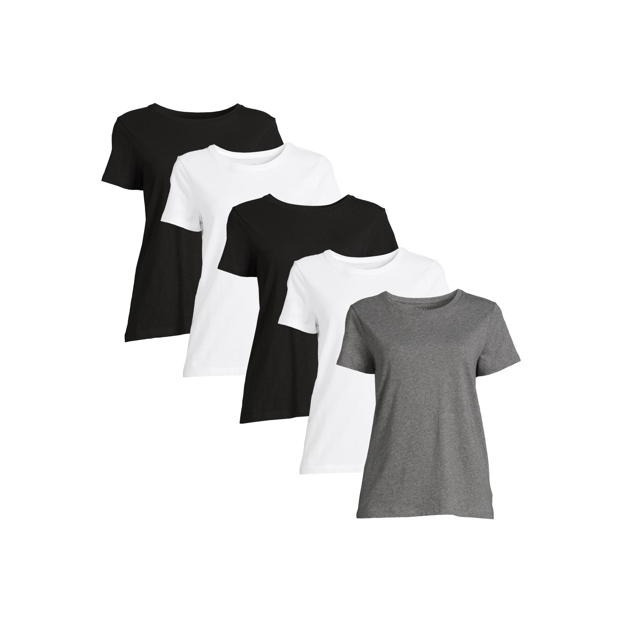 Time and Tru Women's Short Sleeve Crew Tee (5 Pack) - image 1 of 5