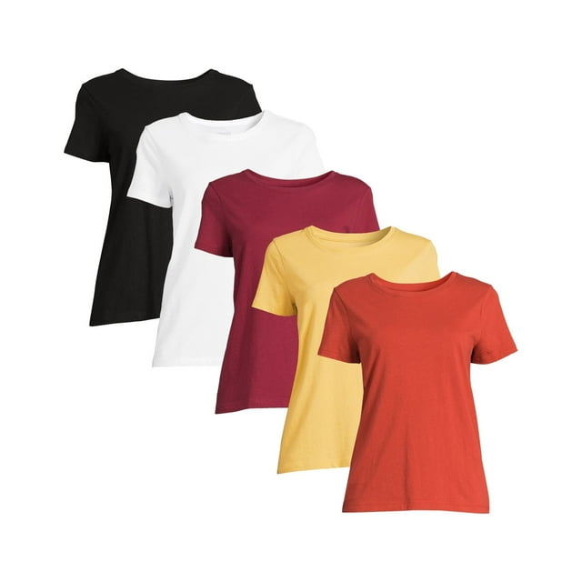 Time and Tru Women's Short Sleeve Crew Tee (5 Pack)