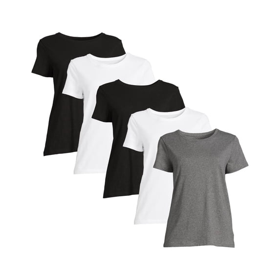 Time and Tru Women's Short Sleeve Crew Tee (5 Pack)