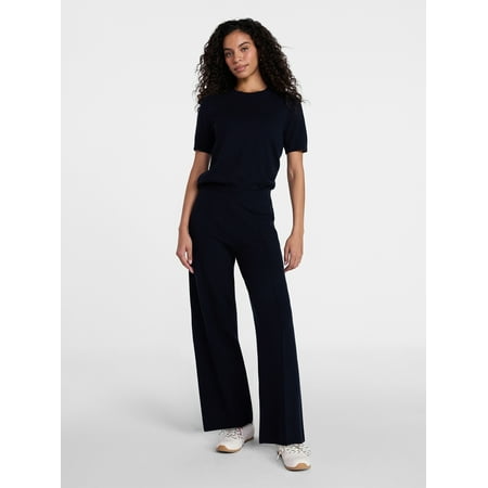 Time and Tru Women's and Women’s Plus Short Sleeve Sweater and Pants Set, 2-Piece, Sizes XS-4X