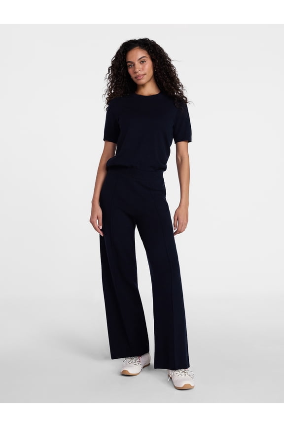 Women's and Women’s Plus Short Sleeve Sweater and Pants Set, 2-Piece, Sizes XS-4X