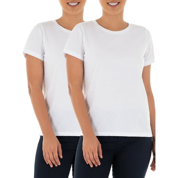 Time and Tru Women's Crewneck Tee with Short Sleeves, 2-Pack, Size XS-XXXL