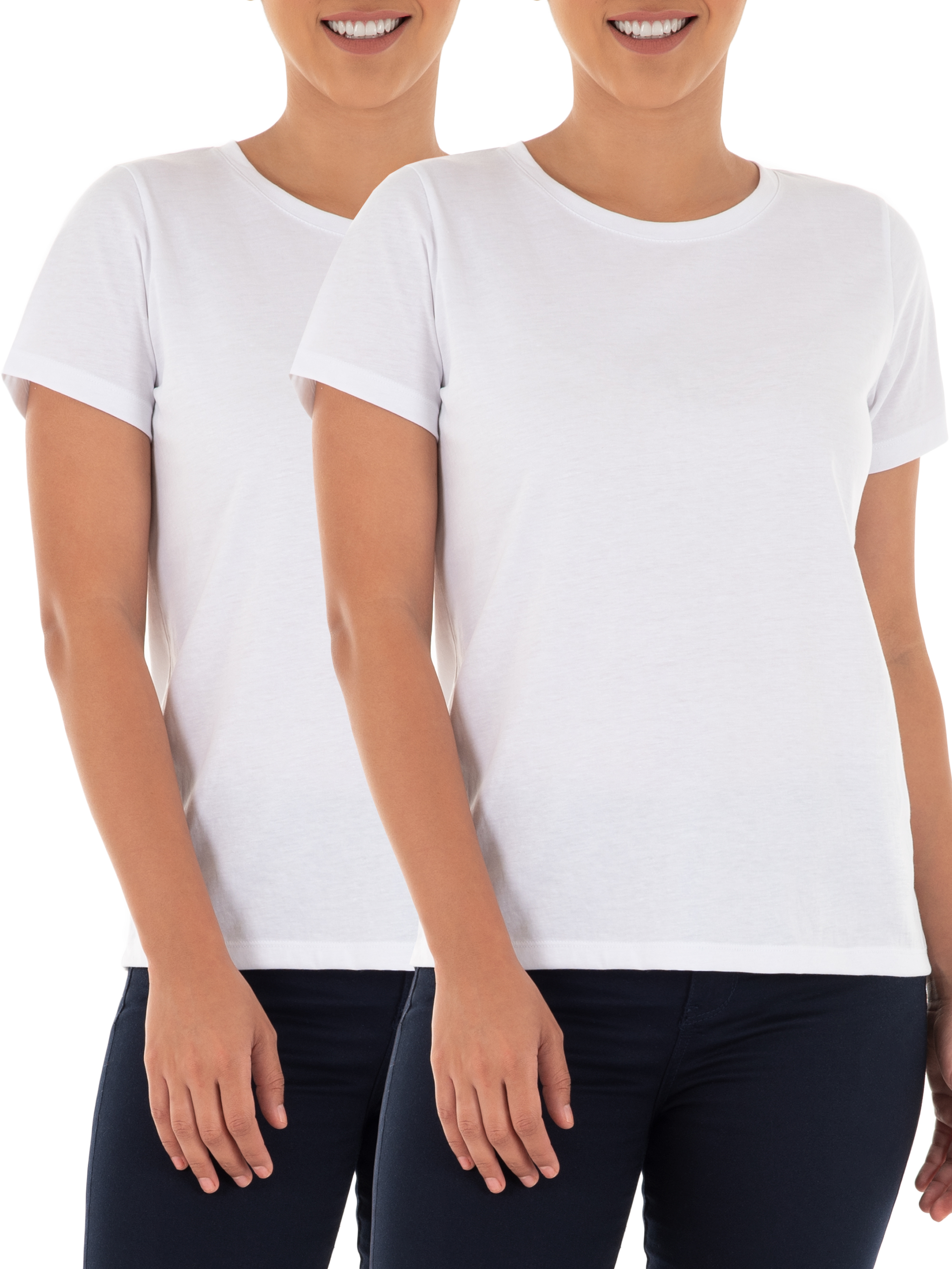 Time and Tru Women's Short Sleeve Crewneck Tee, 2-Pack, Size: XXXL, White