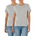 thumbnail image 1 of Time and Tru Women's Crewneck Tee with Short Sleeves, 2-Pack, Size XS-XXXL, 1 of 6
