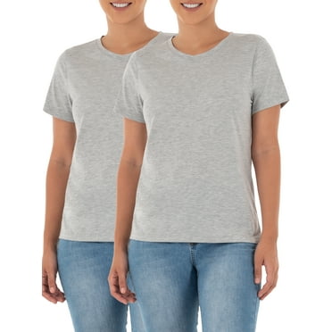 Time and Tru Women's Crewneck Tee with Short Sleeves, 2-Pack, Size XS-XXXL