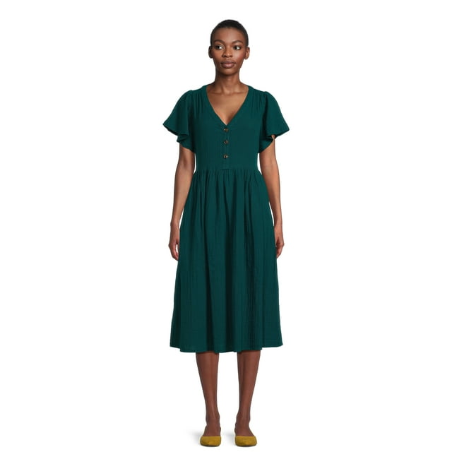 Time and Tru Women's Short Sleeve Double Cloth Dress - Walmart.com