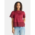 thumbnail image 1 of Time and Tru Women's Cotton Eyelet Top with Short Sleeves, Sizes XS-XXXL, 1 of 6