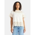 thumbnail image 1 of Time and Tru Women's Cotton Eyelet Top with Short Sleeves, Sizes XS-XXXL, 1 of 6