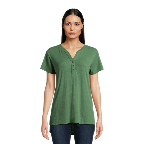 Time and Tru Women's Short Sleeve Henley
