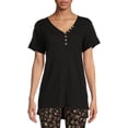 thumbnail image 1 of Time and Tru Women's Short Sleeve Henley, 1 of 5
