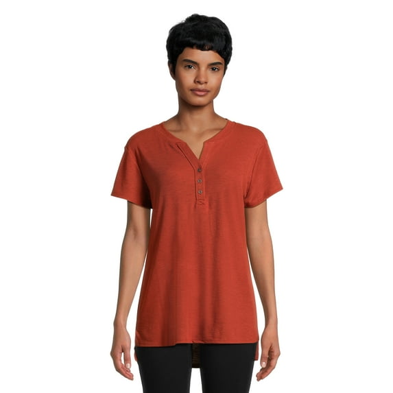 Time and Tru Women's Short Sleeve Henley