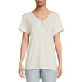thumbnail image 1 of Time and Tru Women's Short Sleeve Henley, 1 of 5