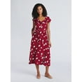 thumbnail image 1 of Time and Tru Women's and Women's Plus Ruffle Midi Dress with Flutter Sleeves, Sizes XS-4X, 1 of 5