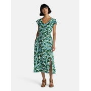 TIME AND TRU Women's and Women's Plus Ruffle Midi Dress with Flutter Sleeves, Sizes XS-4X