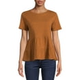 thumbnail image 1 of Time and Tru Women's Short Sleeve Peplum T-Shirt, 1 of 5