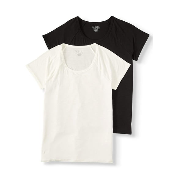 Time and Tru Women's Short-Sleeve Raglan T-Shirt, 2-Pack