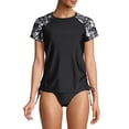 thumbnail image 1 of Time and Tru Women's Short Sleeve Rash Guard Swim Cover Up, 1 of 6