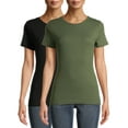 thumbnail image 1 of Time and Tru Women's Short Sleeve Rib T-Shirts, 2-Pack, 1 of 11