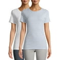 thumbnail image 1 of Time and Tru Women's Short Sleeve Rib T-Shirts, 2-Pack, 1 of 11