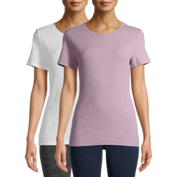 Time and Tru Women's Short Sleeve Rib T-Shirts, 2-Pack