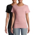 thumbnail image 1 of Time and Tru Women's Short Sleeve Rib T-Shirts, 2-Pack, 1 of 11