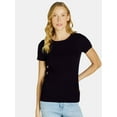 thumbnail image 1 of Time and Tru Women’s Rib Crewneck Tee with Short Sleeves, Sizes XS-XXXL, 1 of 5