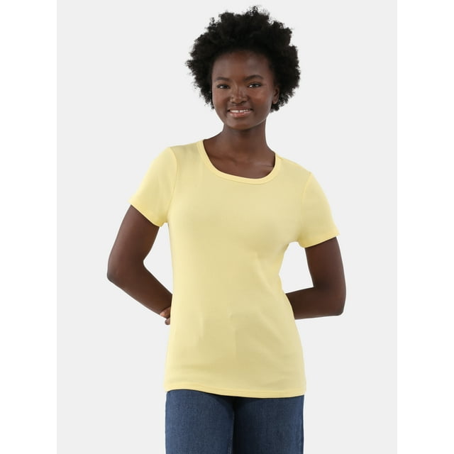 Time and Tru Women's Short Sleeve Rib Tee