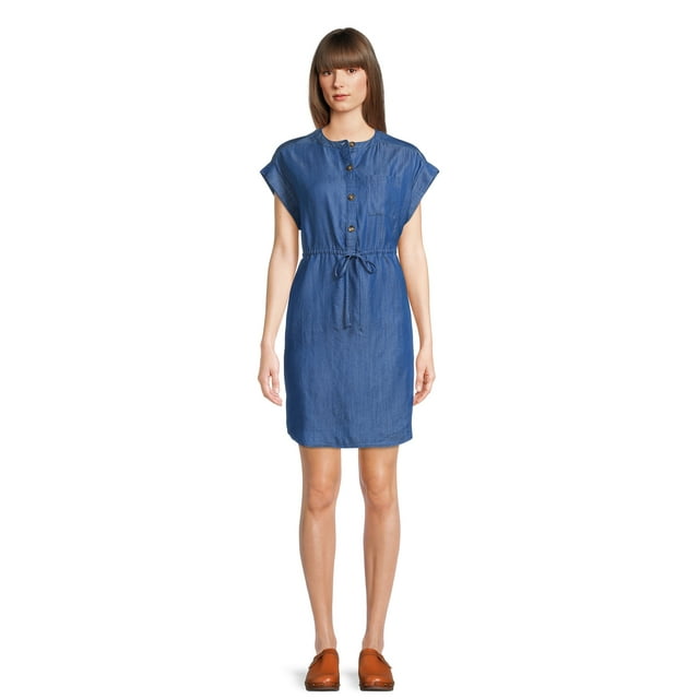 Time and Tru Women's Short Sleeve Shirt Dress - Walmart.com