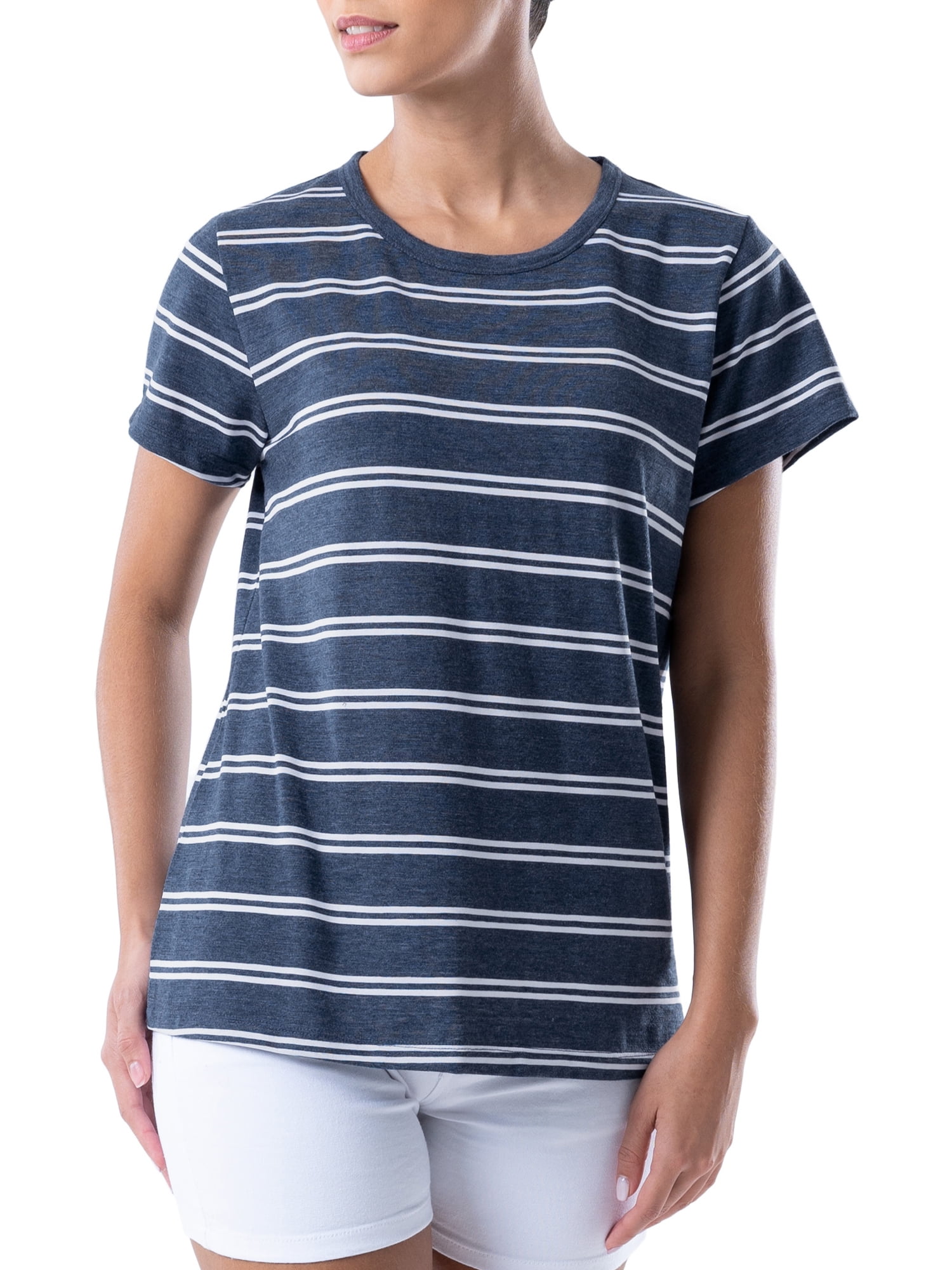 Time and Tru Women's Short Sleeve Slub Crew TShirt