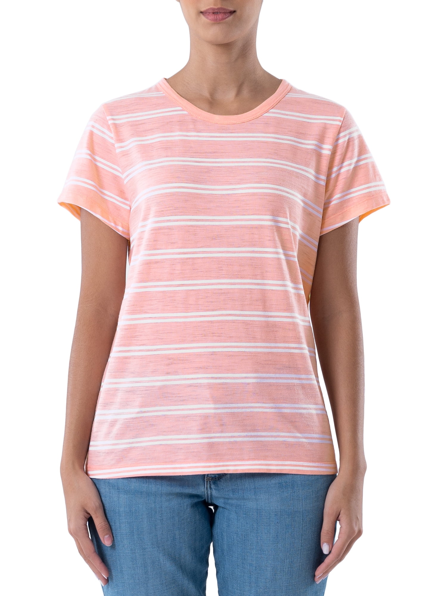 Time and Tru Women's Short Sleeve Slub Crew TShirt