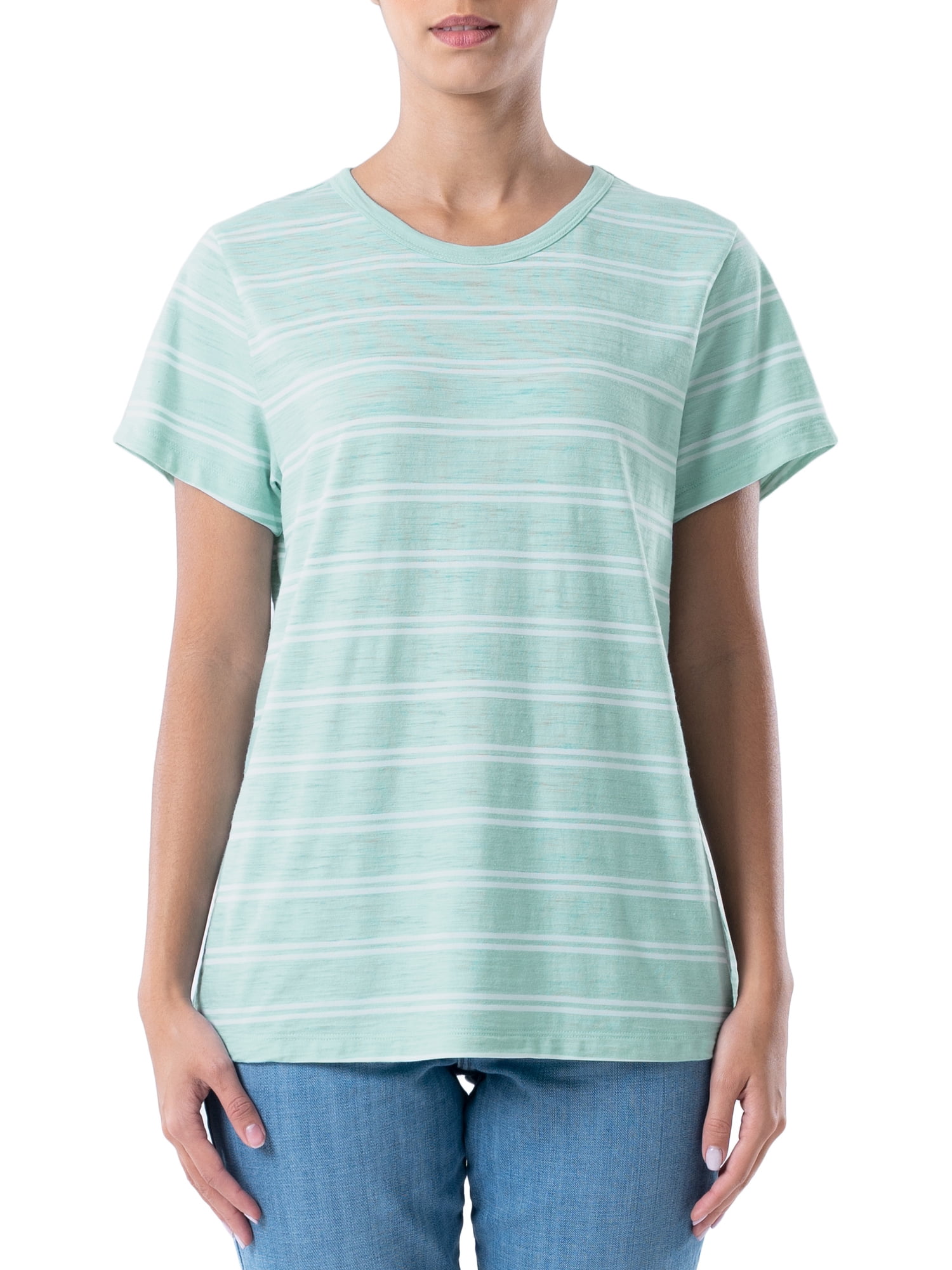 Time and Tru Women's Short Sleeve Slub Crew TShirt