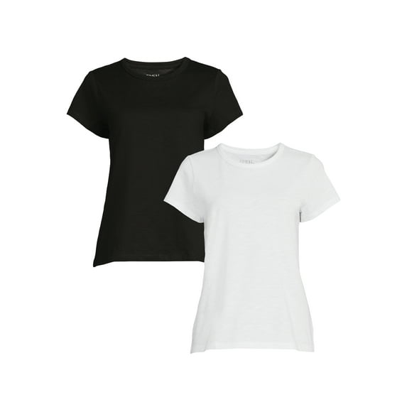Time and Tru Women's Short Sleeve Slub Crew Tee (2 Pack)