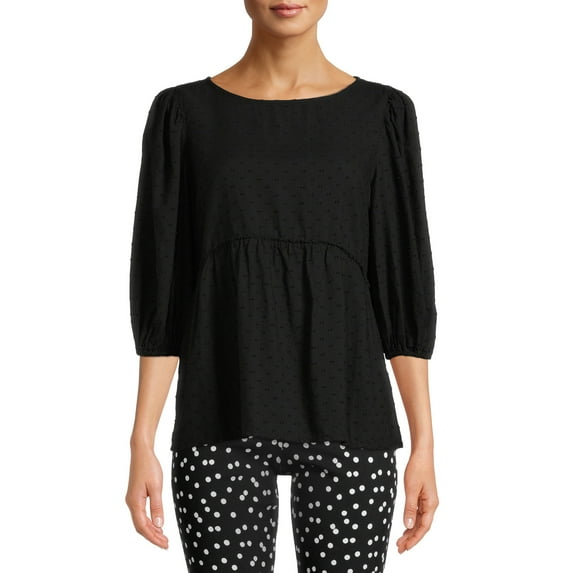 Time and Tru Women's Short Sleeve Textured Top