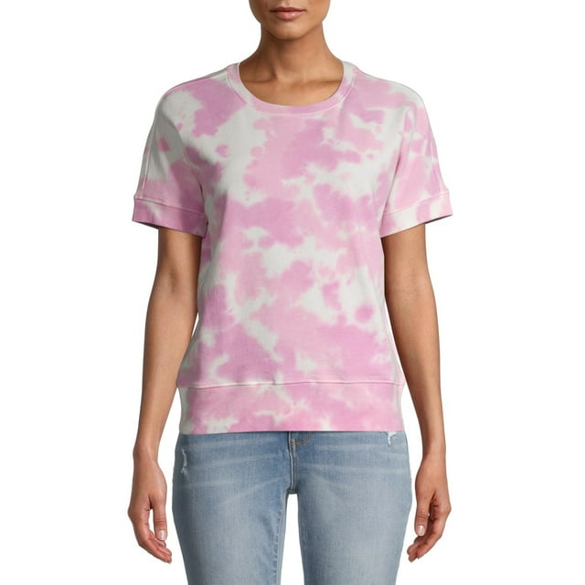 Time and Tru Women's Short Sleeve Tie Dye Sweatshirt - Walmart.com