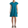thumbnail image 1 of Time and Tru Women's Short Sleeve Tiered Knit Dress with Pockets, 1 of 5