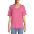 thumbnail image 1 of Time and Tru Women's Short Sleeve V-Neck Tunic T-Shirt, 1 of 5