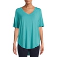 thumbnail image 1 of Time and Tru Women's Short Sleeve V-Neck Tunic T-Shirt, 1 of 5