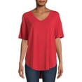 thumbnail image 1 of Time and Tru Women's Short Sleeve V-Neck Tunic T-Shirt, 1 of 1