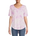 thumbnail image 1 of Time and Tru Women's Short Sleeve V-Neck Tunic T-Shirt, 1 of 5