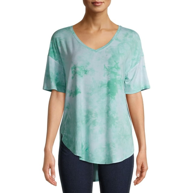 Time and Tru Women's Short Sleeve V-Neck Tunic T-Shirt - Walmart.com