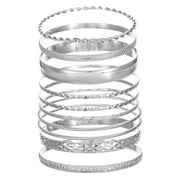 Time and Tru Womens Silver Tone Bangle Bracelet Set, 10-Piece