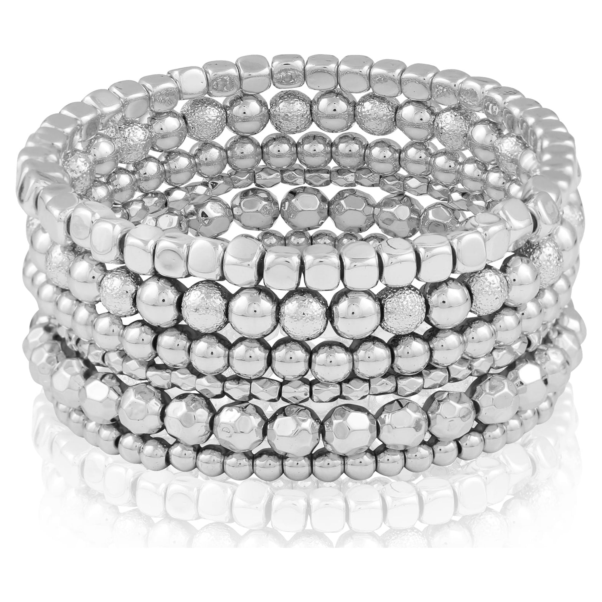 Time and Tru Women's Gold-Tone Beaded Stretch Bracelet Set, 6