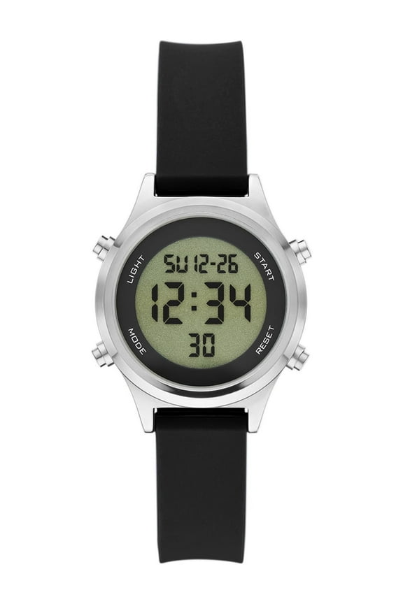 Women's Silver Tone Digital Watch with Silicone Strap (FMDOTT090)