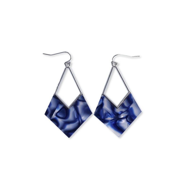 Time and Tru Silver Tone Geometric Drop Earrings with